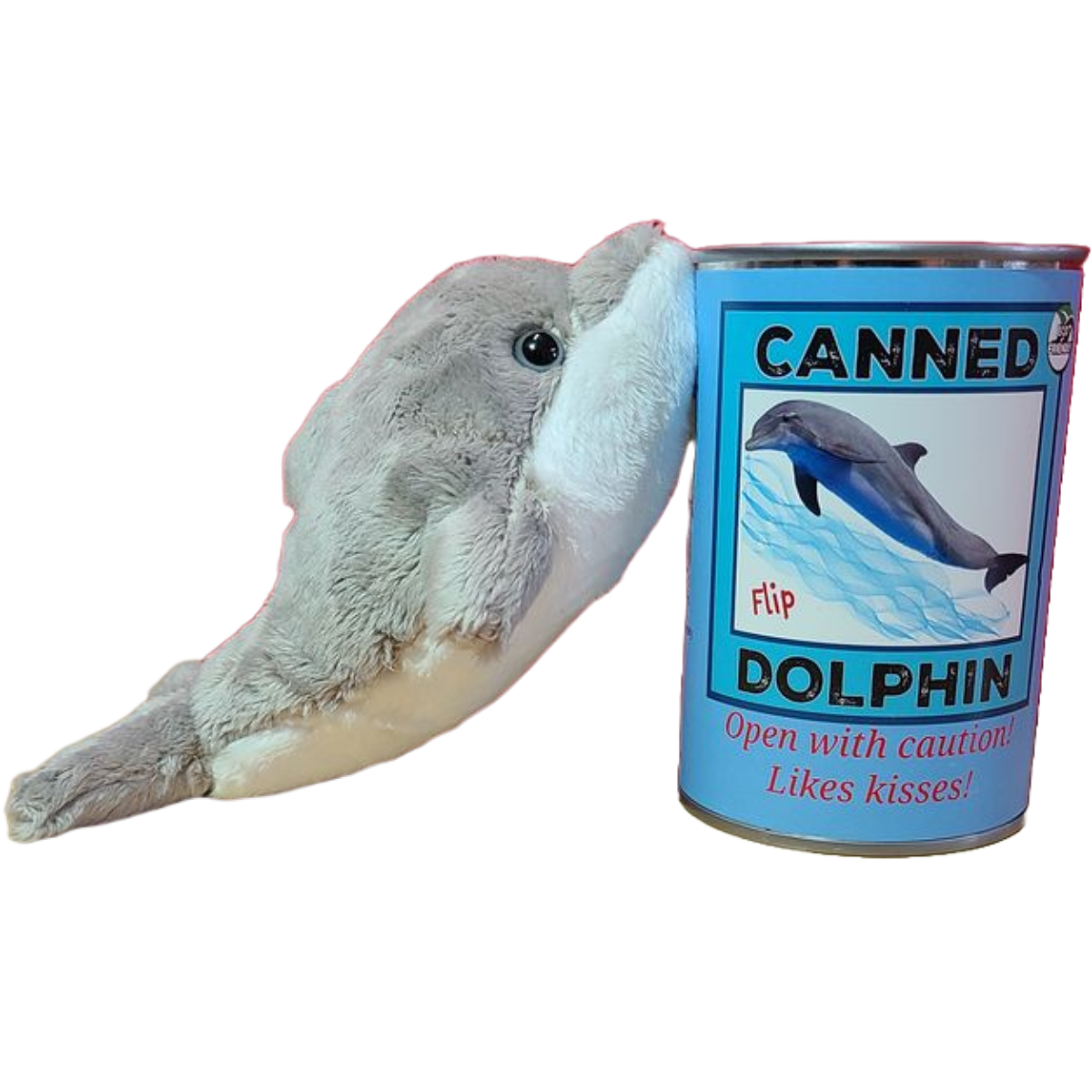 Flip the Canned Dolphin | Stuffed Animal Plush w/Jokes |Gift
