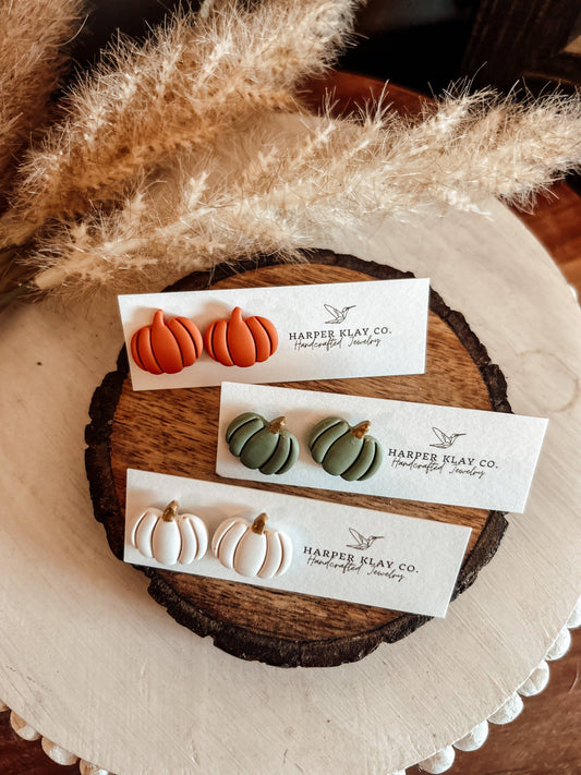 The Perfect Pumpkin Studs- Fall Polymer Clay Stud Earrings