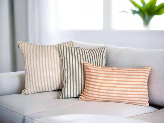 Handmade Boho Striped Pillow & Insert