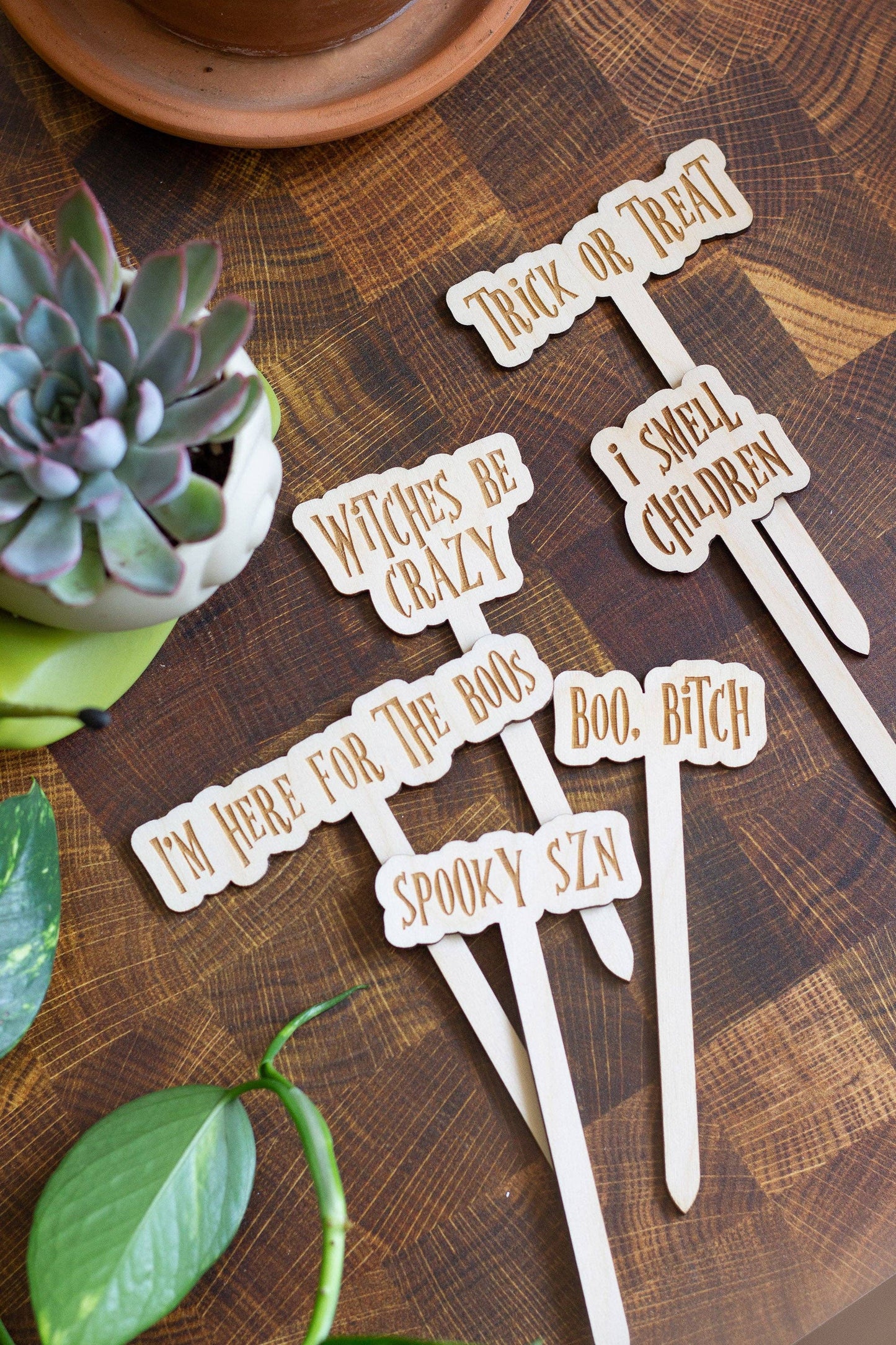 Halloween Wooden Plant Markers 