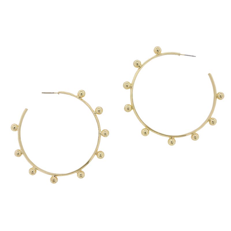 18K Gold Plated Large Hoop Earring with Bubble Accents