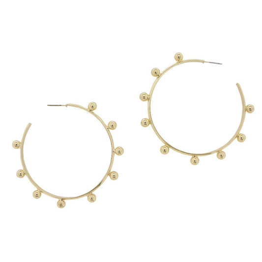 18K Gold Plated Large Hoop Earring with Bubble Accents