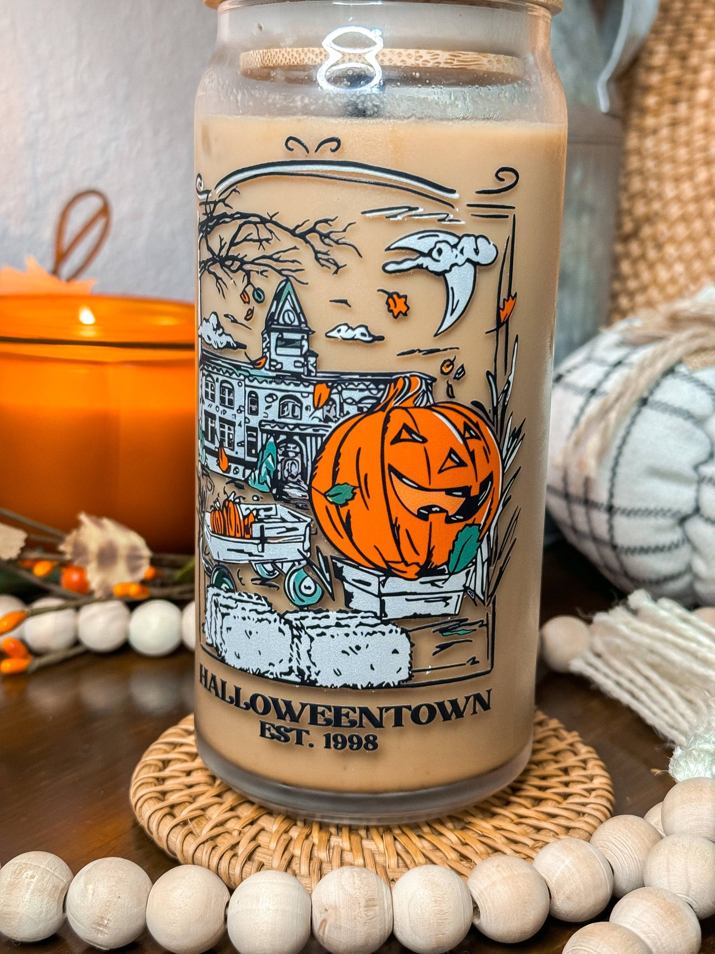 Halloween Town 16oz Halloween Glass Cup