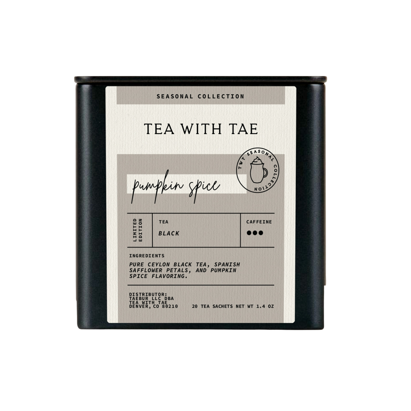 Pumpkin Spice Black Tea Seasonal Gift Tin (20 tea bags)