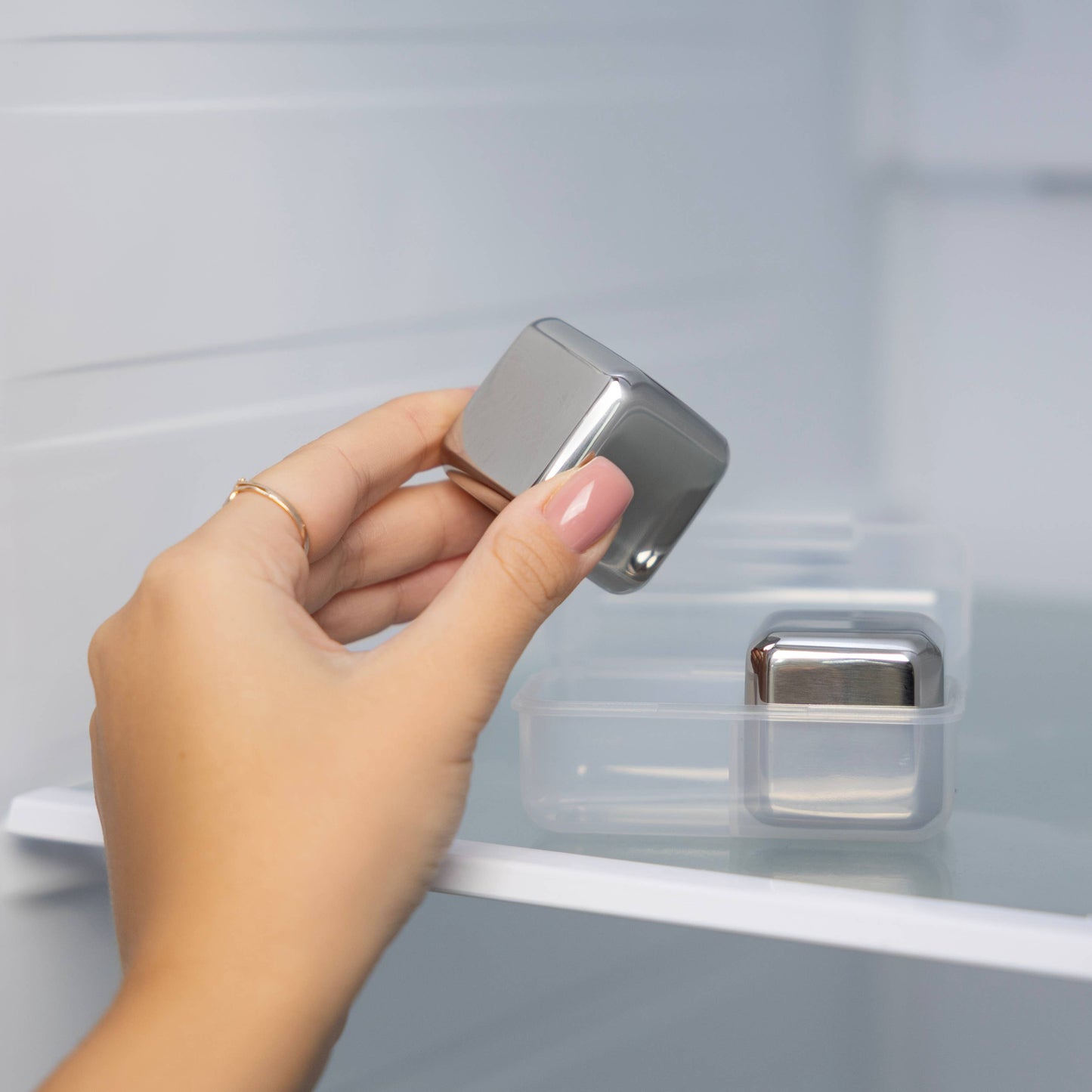 Outset Stainless Steel Ice Cubes, Set of 2, 1.57"