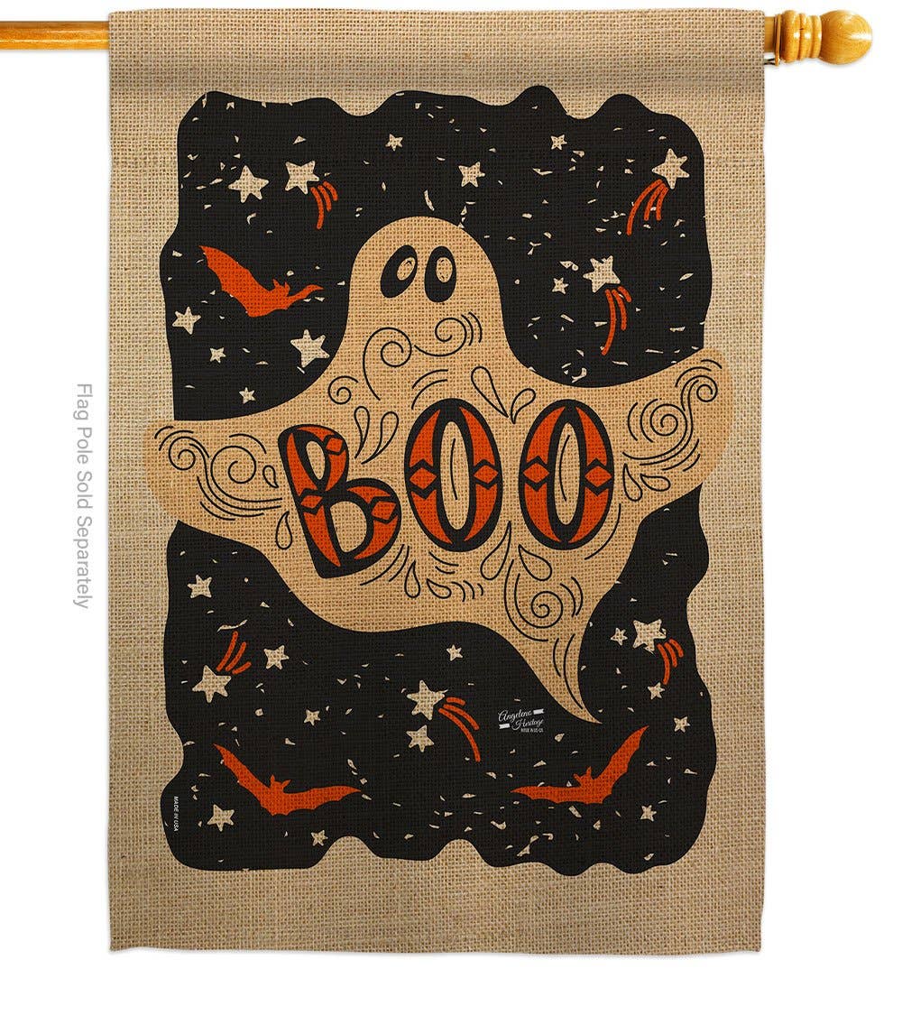 Ghoulish Boo Falltime Halloween Decor Flag