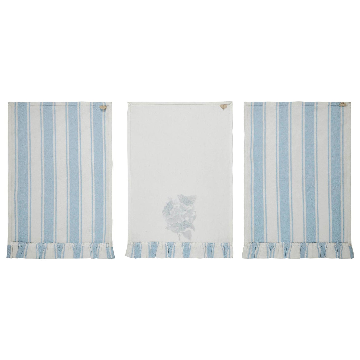 Finders Keepers Hydrangea Ruffled Tea Towel Set of 3 19x28